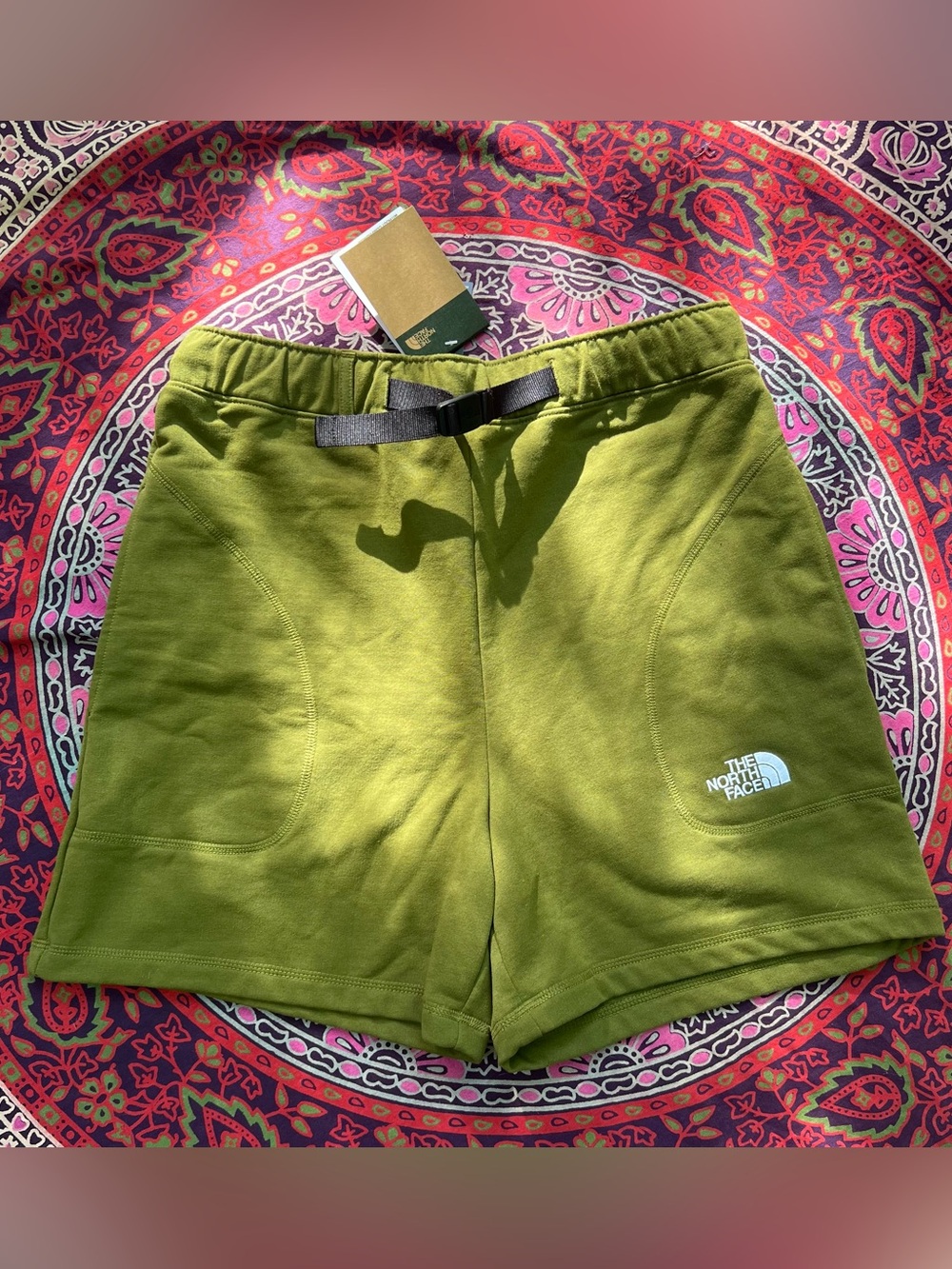 The North Face Green Sweat Shorts M Mens Elastic Waist Casual Lounge Hiking NWT
